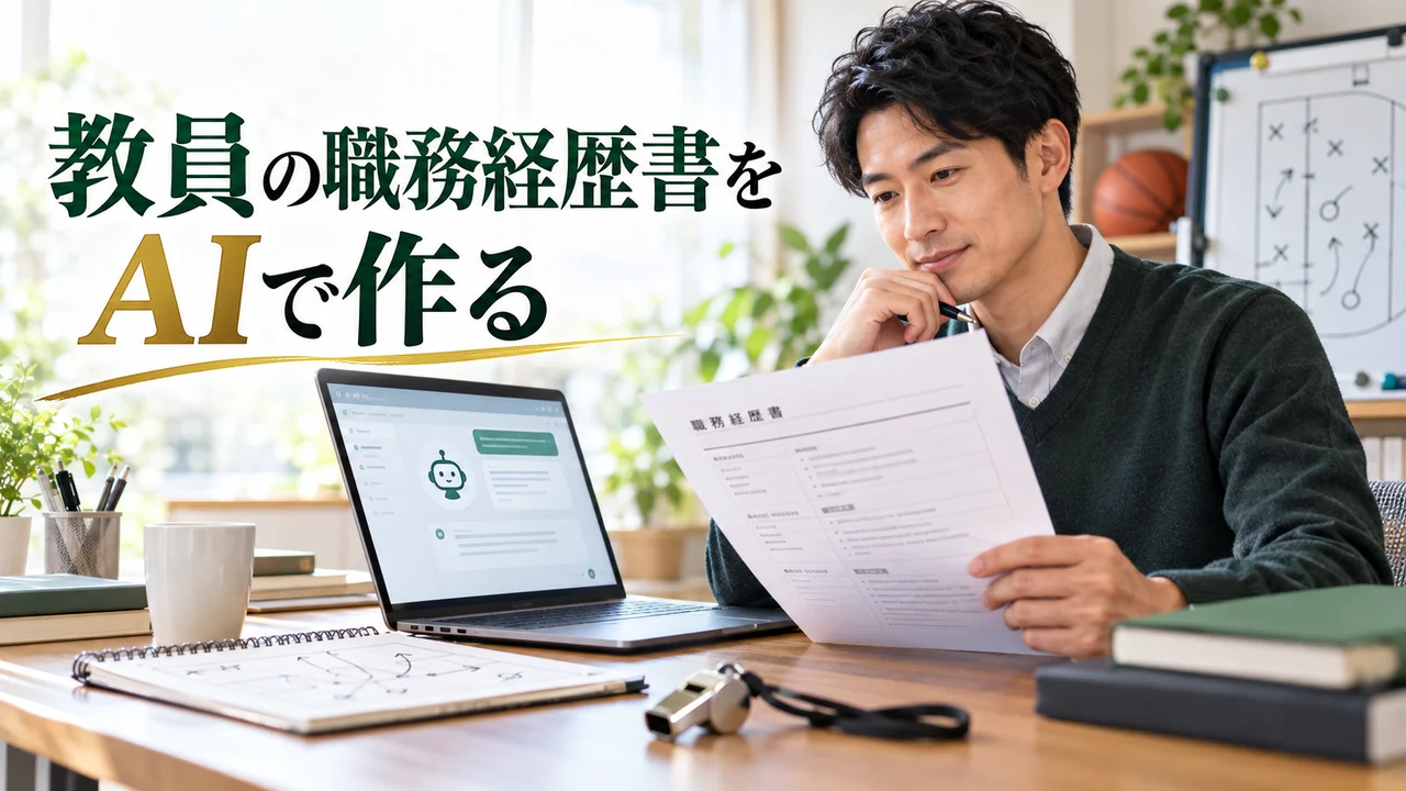 教員がAIを使って職務経歴書を作成する様子